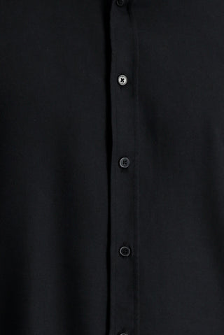  Siyah K?sa Kol Regular Fit Spor Pamuklu Keten Gömlek-Ki??l?