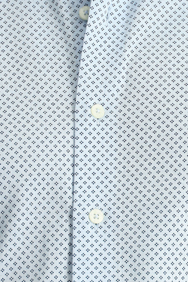 Açık Mavi Uzun Kol Slim Fit Dar Kesim Baskılı Pamuk Gömlek