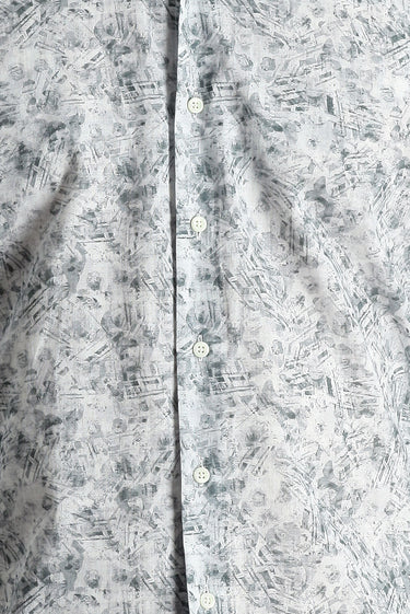 Orta Gri Uzun Kol Slim Fit Dar Kesim Baskılı Pamuk Gömlek