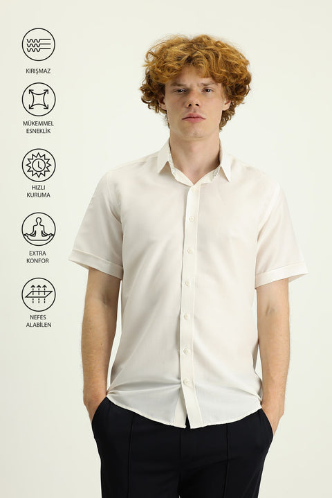Taş Techno-Line Kısa Kol Slim Fit Dar Kesim Gömlek