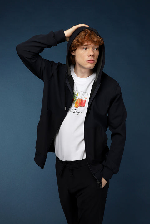 Koyu Lacivert Techno-Line Kapüşonlu Spor Mont