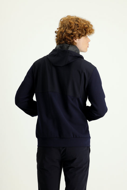 Koyu Lacivert Techno-Line Kapüşonlu Spor Mont