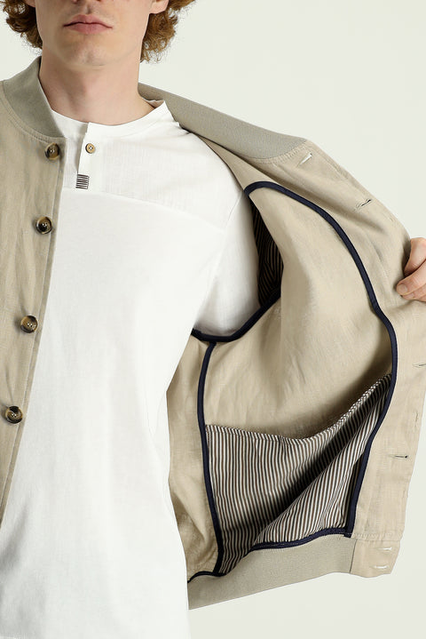 Orta Bej Ribanalı Spor Keten Mont