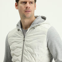 Açık Gri Mevsimlik Slim Fit Dar Kesim Kapüşonlu Kapitone Spor Mont