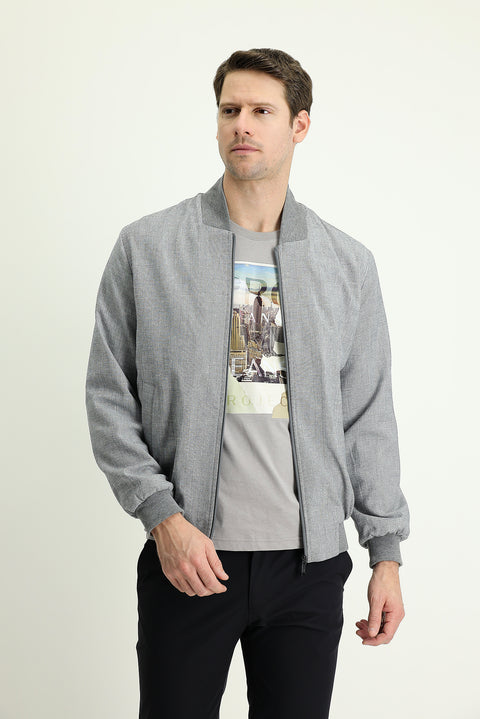 Koyu Füme Ribanalı Spor Keten Karışımlı Mont