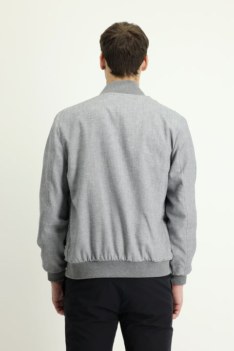 Koyu Füme Ribanalı Spor Keten Karışımlı Mont