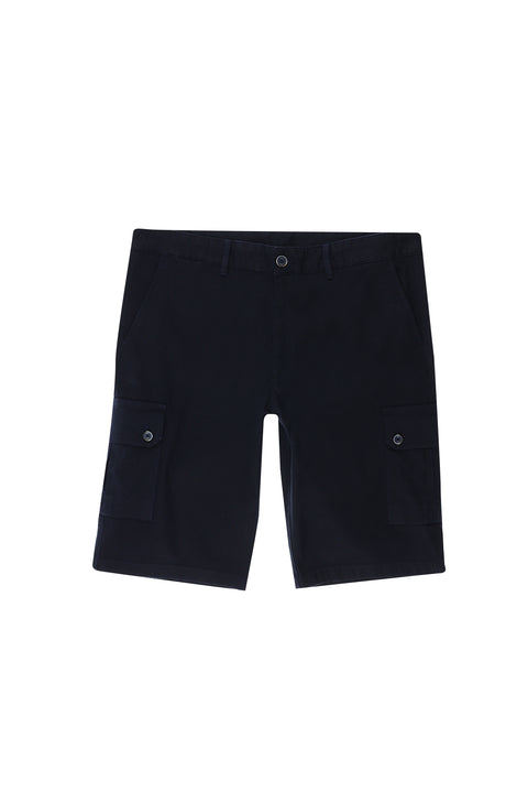 Dark Navy Regular Fit Standard Cut Cotton Bermuda Shorts