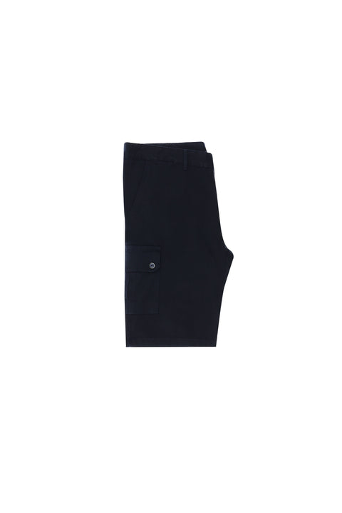 Dark Navy Regular Fit Standard Cut Cotton Bermuda Shorts