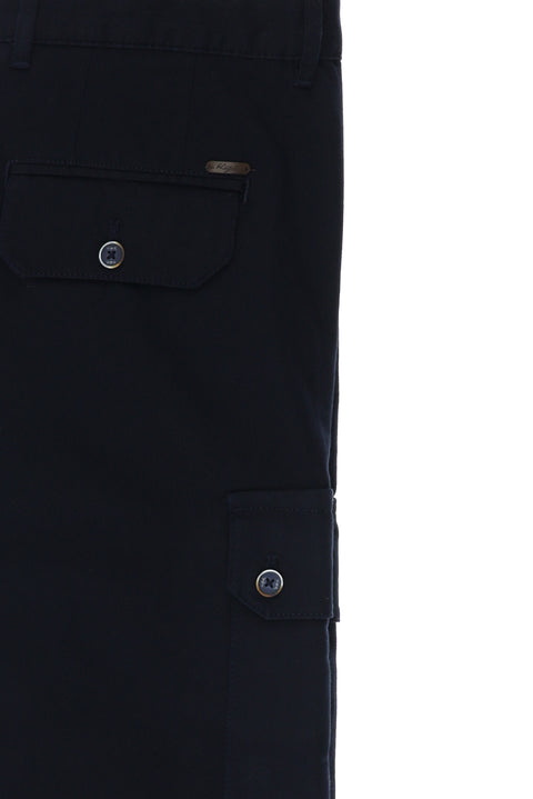 Koyu Lacivert Relaxed Fit Rahat Kesim Pamuklu Bermuda Şort
