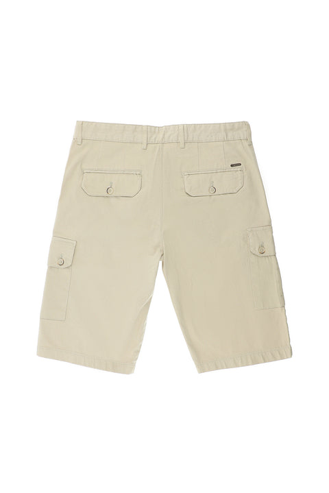 Ekru Slim Fit Dar Kesim Pamuklu Bermuda Şort