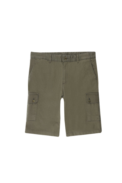 Açık Haki 6 Drop Regular Fit Standart Kesim Pamuklu Bermuda Şort