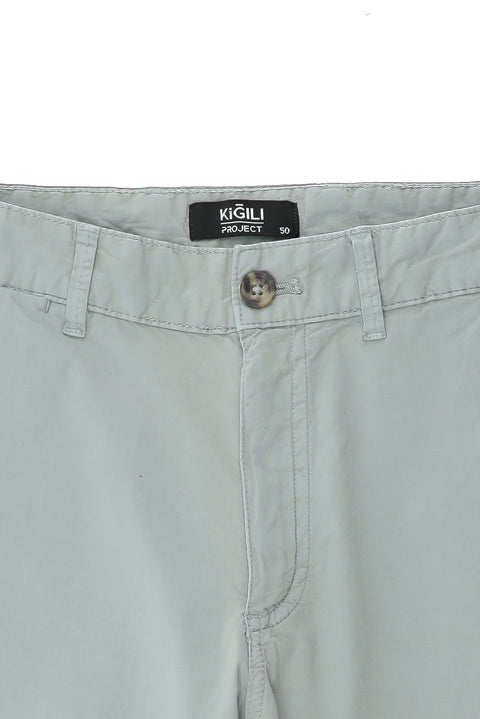 Açık Gri 7 Drop Slim Fit Dar Kesim Pamuklu Bermuda Şort
