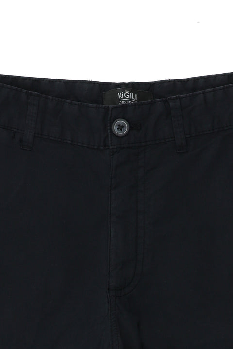 Koyu Lacivert Slim Fit Dar Kesim Pamuklu Bermuda Şort
