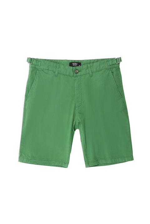 Grass Green 6 Drop Regular Fit Cotton Bermuda Shorts