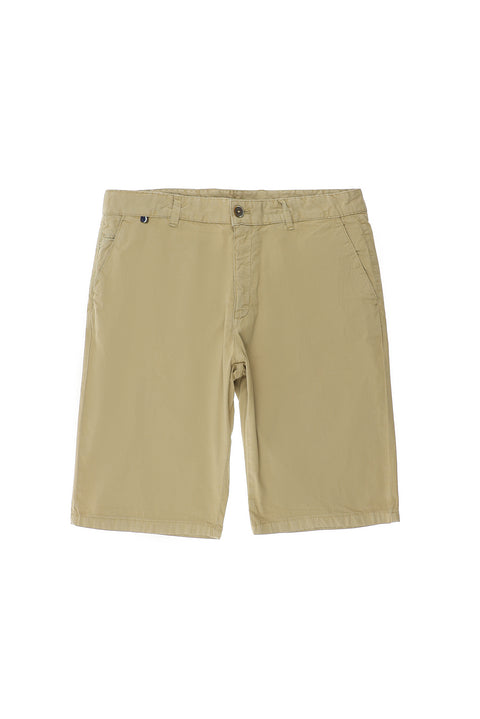Orta Bej 6 Drop Regular Fit Standart Kesim Pamuklu Bermuda Şort