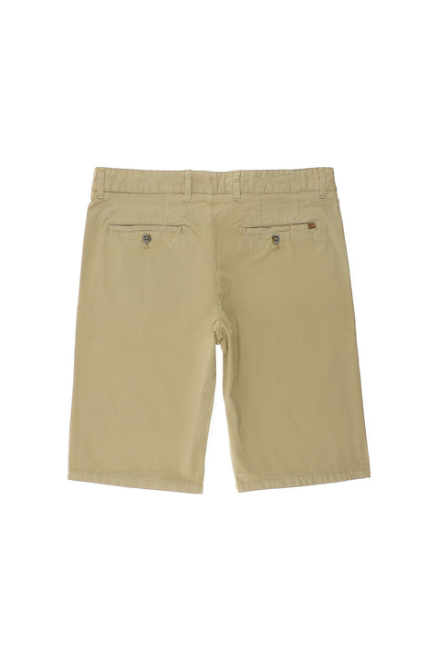 Orta Bej 6 Drop Regular Fit Standart Kesim Pamuklu Bermuda Şort