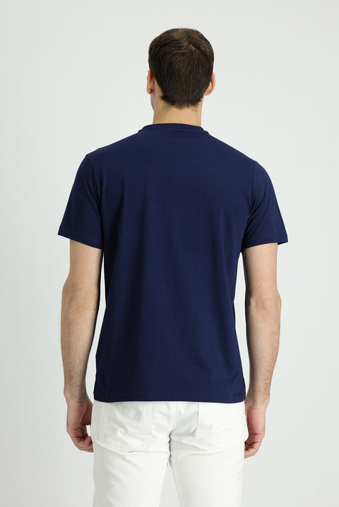 Orta Lacivert Bisiklet Yaka Regular Fit Süprem Pamuk Tişört