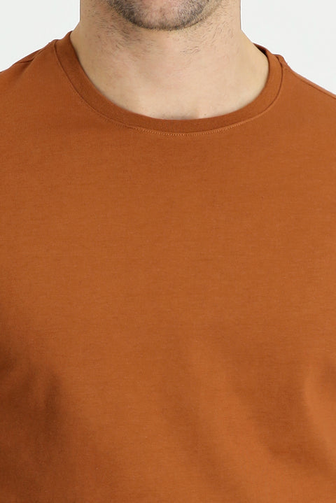 Taba Bisiklet Yaka Regular Fit Süprem Pamuk Tişört