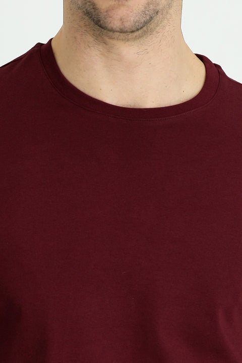 Dark Burgundy Crew Neck Regular Fit Supreme Cotton T-Shirt