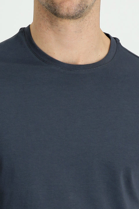 Koyu Antrasit Bisiklet Yaka Regular Fit Süprem Pamuk Tişört