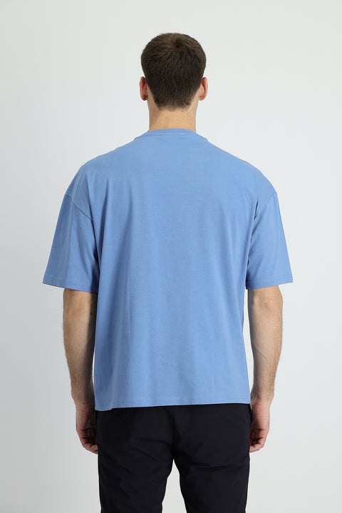 Koyu Havacı Bisiklet Yaka Oversize Süprem Pamuk Tişört