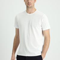 Beyaz Bisiklet Yaka Regular Fit Desenli Pamuklu Tişört