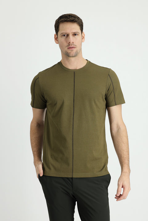 Nefti Bisiklet Yaka Regular Fit Desenli Pamuklu Tişört