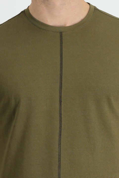 Nefti Bisiklet Yaka Regular Fit Desenli Pamuklu Tişört