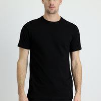 Siyah Bisiklet Yaka Slim Fit Dar Kesim Süprem Pamuk Tişört