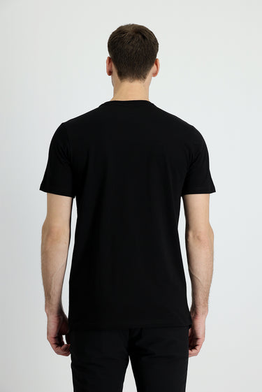 Siyah Bisiklet Yaka Slim Fit Dar Kesim Süprem Pamuk Tişört