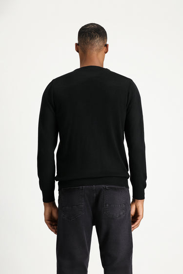 Siyah Bisiklet Yaka Slim Fit Dar Kesim Süprem Pamuk Tişört