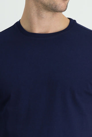  Orta Lacivert Bisiklet Yaka Slim Fit Dar Kesim Süprem Pamuk Tişört