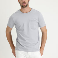 Orta Gri Bisiklet Yaka Slim Fit Dar Kesim Tişört