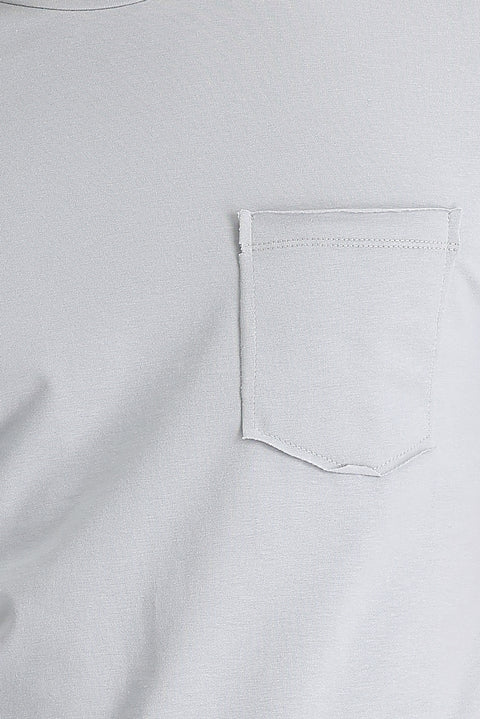 Orta Gri Bisiklet Yaka Slim Fit Dar Kesim Tişört