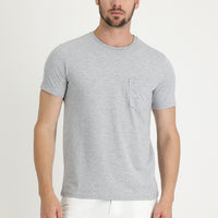 Orta Gri Melanj Bisiklet Yaka Slim Fit Dar Kesim Tişört