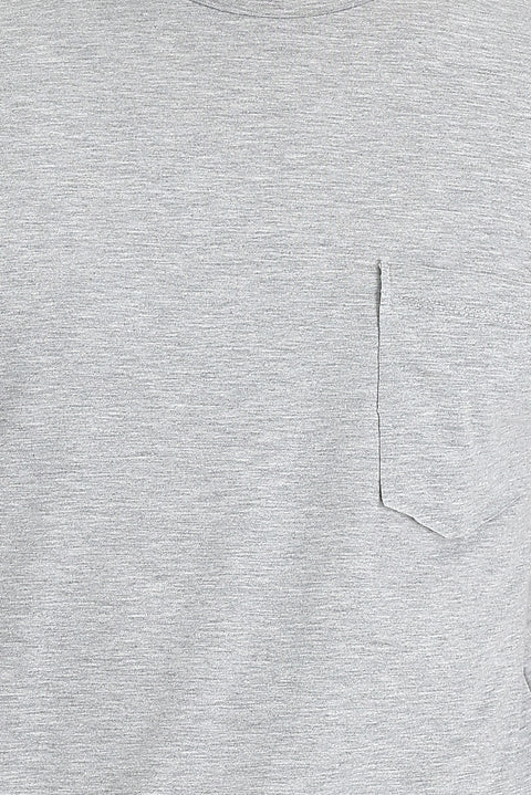 Orta Gri Melanj Bisiklet Yaka Slim Fit Dar Kesim Tişört