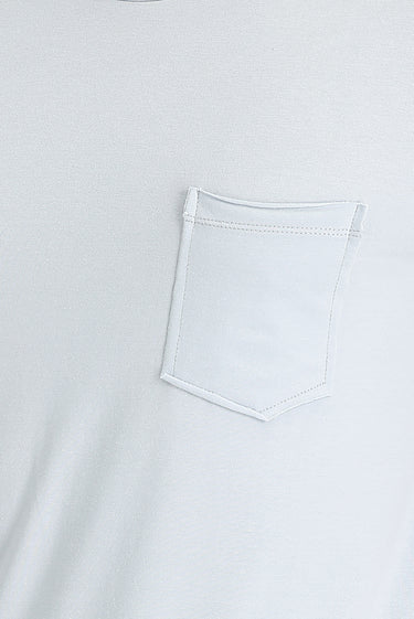 Açık Mavi Bisiklet Yaka Slim Fit Dar Kesim Tişört