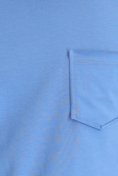 Havacı Mavi Bisiklet Yaka Slim Fit Dar Kesim Tişört