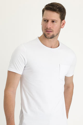  Beyaz Bisiklet Yaka Slim Fit Dar Kesim Tişört