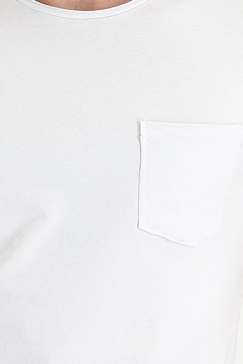 Beyaz Bisiklet Yaka Slim Fit Dar Kesim Tişört