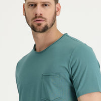 Orta Haki Bisiklet Yaka Slim Fit Dar Kesim Tişört