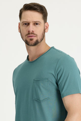  Orta Haki Bisiklet Yaka Slim Fit Dar Kesim Tişört