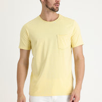 Açık Sarı Bisiklet Yaka Slim Fit Dar Kesim Tişört
