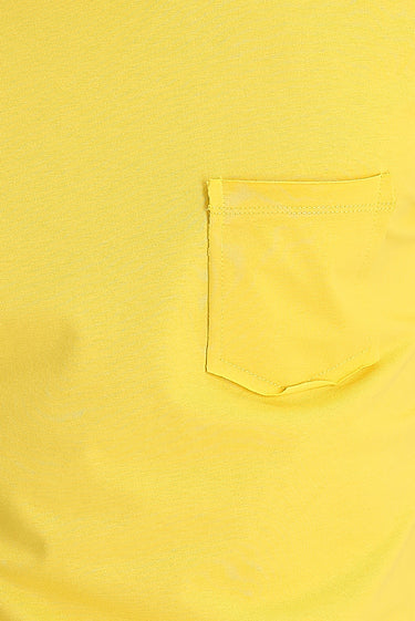 Koyu Sarı Bisiklet Yaka Slim Fit Dar Kesim Pamuklu Tişört