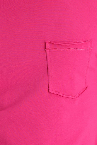  Fuşya Bisiklet Yaka Slim Fit Dar Kesim Pamuklu Tişört