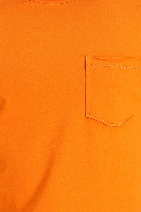 Orta Turuncu Bisiklet Yaka Slim Fit Dar Kesim Tişört