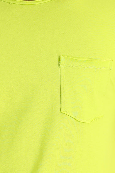 Fıstık Yeşili Bisiklet Yaka Slim Fit Dar Kesim Tişört