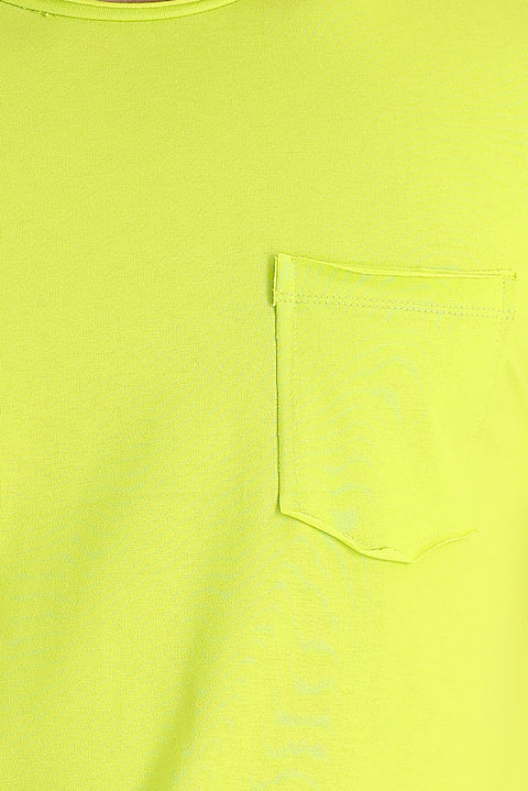 Fıstık Yeşili Bisiklet Yaka Slim Fit Dar Kesim Tişört