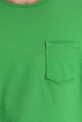  Çimen Yeşili Bisiklet Yaka Slim Fit Dar Kesim Pamuklu Tişört
