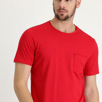 Bayrak Kırmızı Bisiklet Yaka Slim Fit Dar Kesim Tişört